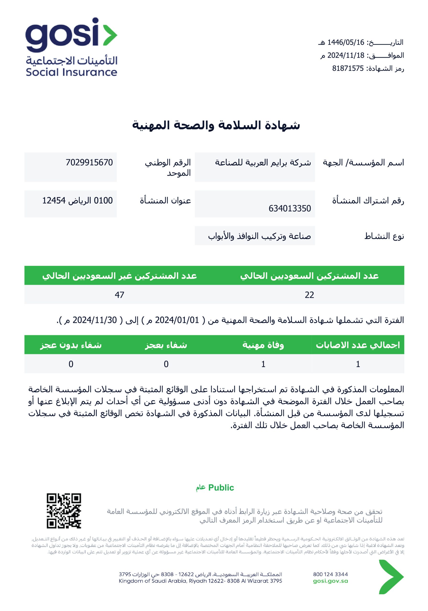 CERTIFICATE 2025-03